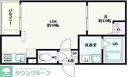 東武東上線 新河岸駅 徒歩13分の賃貸アパート 2階1LDKの間取り