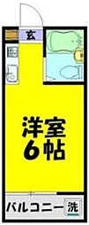 東武東上線 上福岡駅 徒歩21分の賃貸アパート 2階ワンルームの間取り