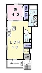 東武東上線 鶴ヶ島駅 徒歩13分の賃貸アパート 1階1LDKの間取り
