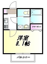 キャメル川越藤間2 1階1Kの間取り