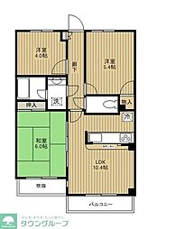 東武東上線 志木駅 徒歩9分の賃貸マンション 2階3LDKの間取り