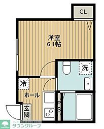 東武東上線 志木駅 徒歩10分の賃貸アパート 2階1Kの間取り