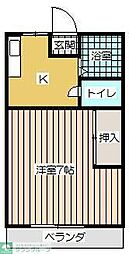 東武東上線 坂戸駅 徒歩10分の賃貸アパート 1階1Kの間取り