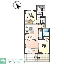 東武越生線 坂戸駅 徒歩29分の賃貸アパート 1階2LDKの間取り