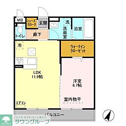 東武東上線 鶴瀬駅 徒歩14分の賃貸アパート 1階1LDKの間取り