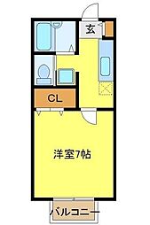 西武新宿線 南大塚駅 徒歩18分の賃貸アパート 2階1Kの間取り