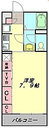 東武東上線 みずほ台駅 徒歩7分の賃貸マンション 2階1Kの間取り