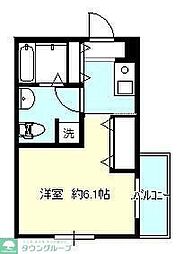 東武東上線 鶴瀬駅 徒歩8分の賃貸アパート 2階1Kの間取り