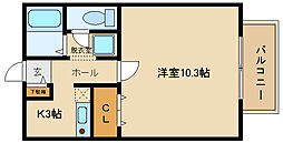 ソレアード2 1Kの間取図画像
