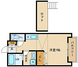ベルリード柏原 ワンルームの間取図画像