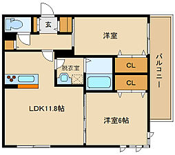 カサルシーダ 2LDKの間取図画像