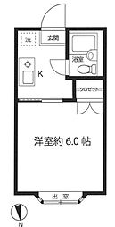 ゾンネツカサ 205 2階1Kの間取り