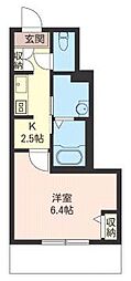 シャルマン泉町 1階1Kの間取り