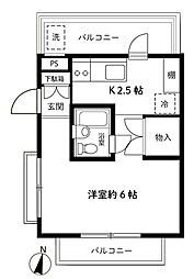 スカイフラッツ千早 1Kの間取図画像