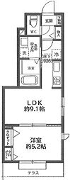 Casa・Bonheur1 1LDKの間取図画像