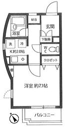 ファイブヒルズ向原 1Kの間取図画像