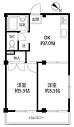ヴィラグランツ 2DKの間取図画像