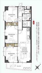 シェトワ浦和 3LDKの間取図画像