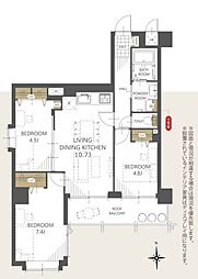 サンリット大袋 3LDKの間取図画像