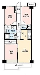 シティプラザせんげん台弐番館 3LDKの間取図画像