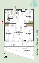 コスモ東大宮 3LDKの間取図画像