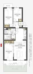 春日部ハウス1号棟 3LDKの間取図画像
