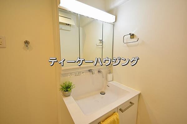 清潔感のあるボウル。開放感ある空間と、十分な大きさの鏡も自慢です。