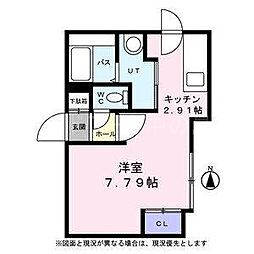 プレジール 4階ワンルームの間取り