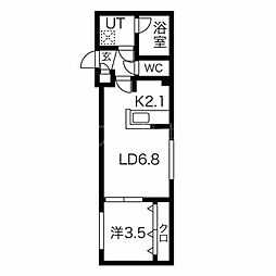 グランヴェール月寒中央 4階1LDKの間取り