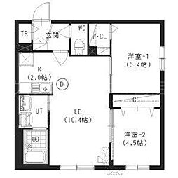 ルプリーズ澄川 4階2LDKの間取り
