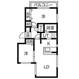 ブラン・シャール東札幌 3階2LDKの間取り