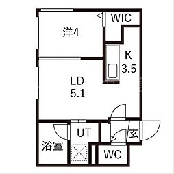 Novello NANGO(ノヴェッロ南郷) 1階1LDKの間取り
