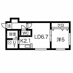 LF21 3階1LDKの間取り