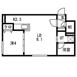 シティプレミア栄通 4階1LDKの間取り