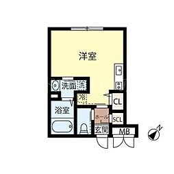 JeekBlau豊平 4階1Kの間取り