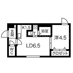 ラグジースペース平岸 3階1LDKの間取り