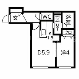 precious NAKANOSHIMA(プレシャスナカノシマ) 4階1LDKの間取り