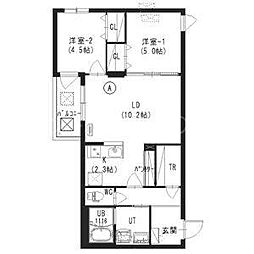クレスト豊平公園 4階2LDKの間取り