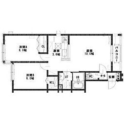 ルミエール平岸6-9 2階2LDKの間取り