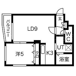 リッチモンド豊平公園 2階1LDKの間取り