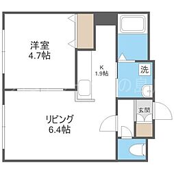 ヴィラメゾン菊水6条 2階1LDKの間取り