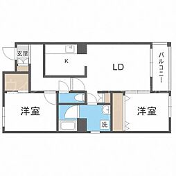 LAPEACE菊水(ラピス菊水) 2階2LDKの間取り