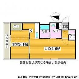 ブロサム桑園 1LDKの間取図画像