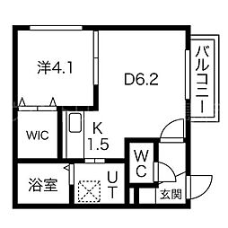 COSK美園 1LDKの間取図画像