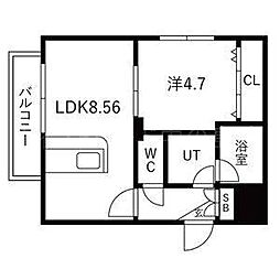 ヴィラマウント平岸駅 1LDKの間取図画像