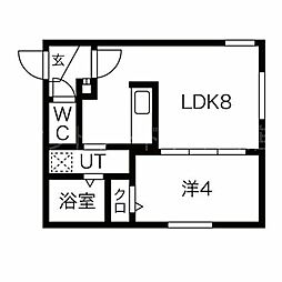 ラフィーネ月寒中央通 1DKの間取図画像