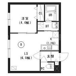 クレアメゾン中の島 1LDKの間取図画像
