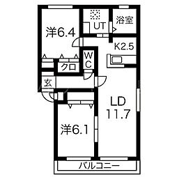 アンフィリット 2LDKの間取図画像