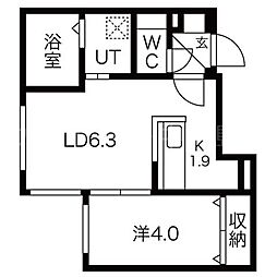 シティレジデンス北6条 1LDKの間取図画像