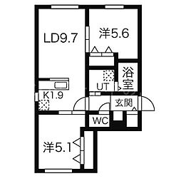 ケイメゾンワン 2LDKの間取図画像